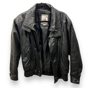 Vintage HB Leather Jacket Bomber Zipup Black Medium